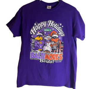 SOLD..Gildan Baltimore Birds T Shirt 2012 Happy Holidays